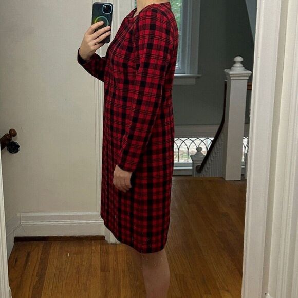 Talbots Tartan Plaid Sheath Dress Red Black Holidays Christmas Size medium - Picture 6 of 13